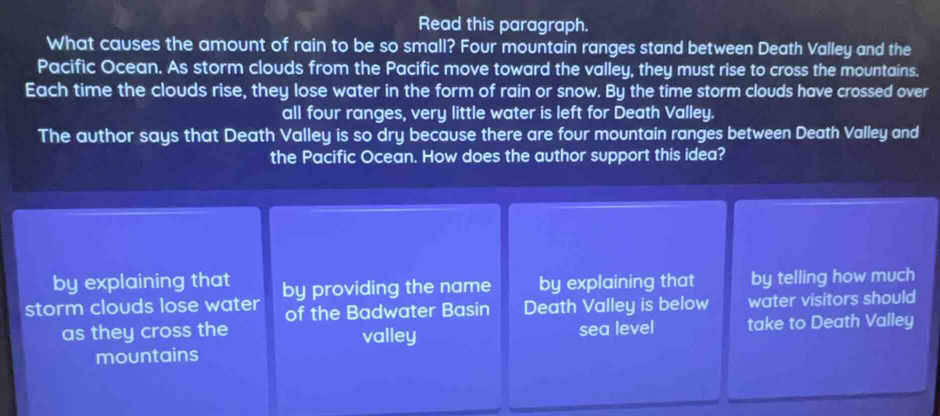 read this paragraph. what causes the amount of rain to be so small? fou…