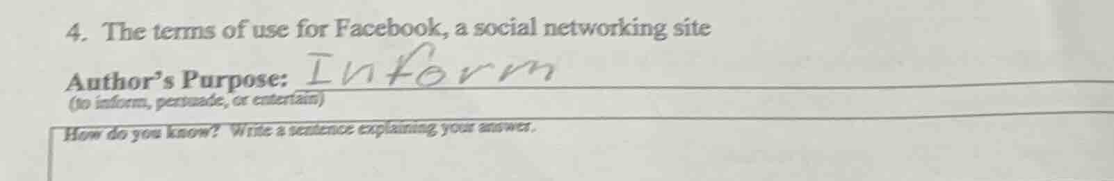 4. the terms of use for facebook, a social networking site author’s pur…