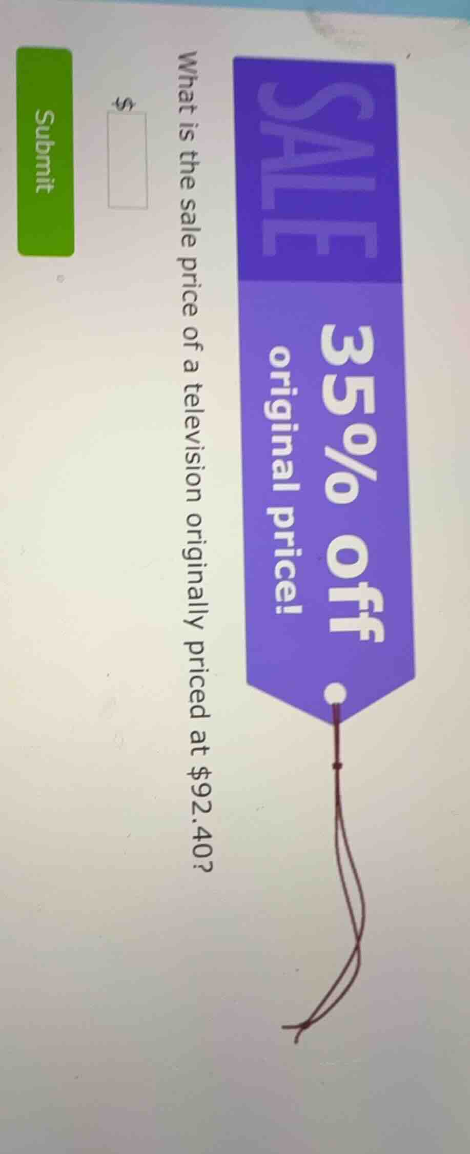 what is the sale price of a television originally priced at $92.40? sal…