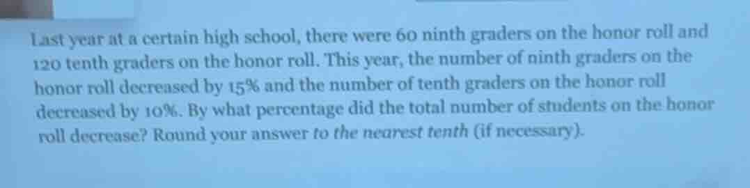 last year at a certain high school, there were 60 ninth graders on the …