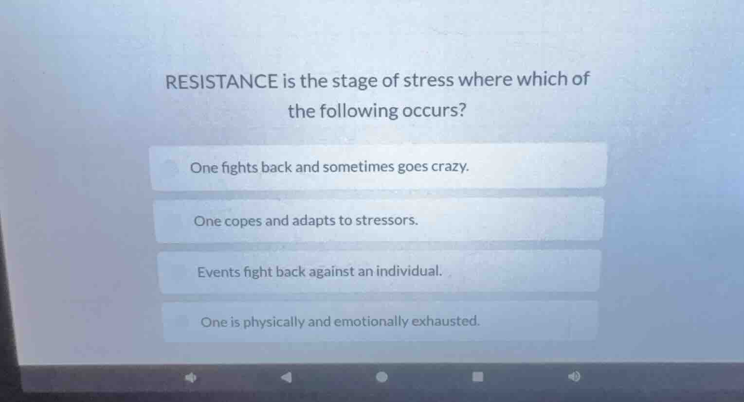 resistance is the stage of stress where which of the following occurs? …