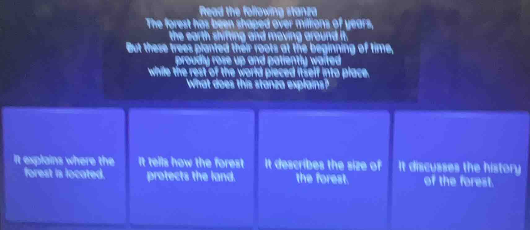 read the following stanza the forest has been shaped over millions of y…