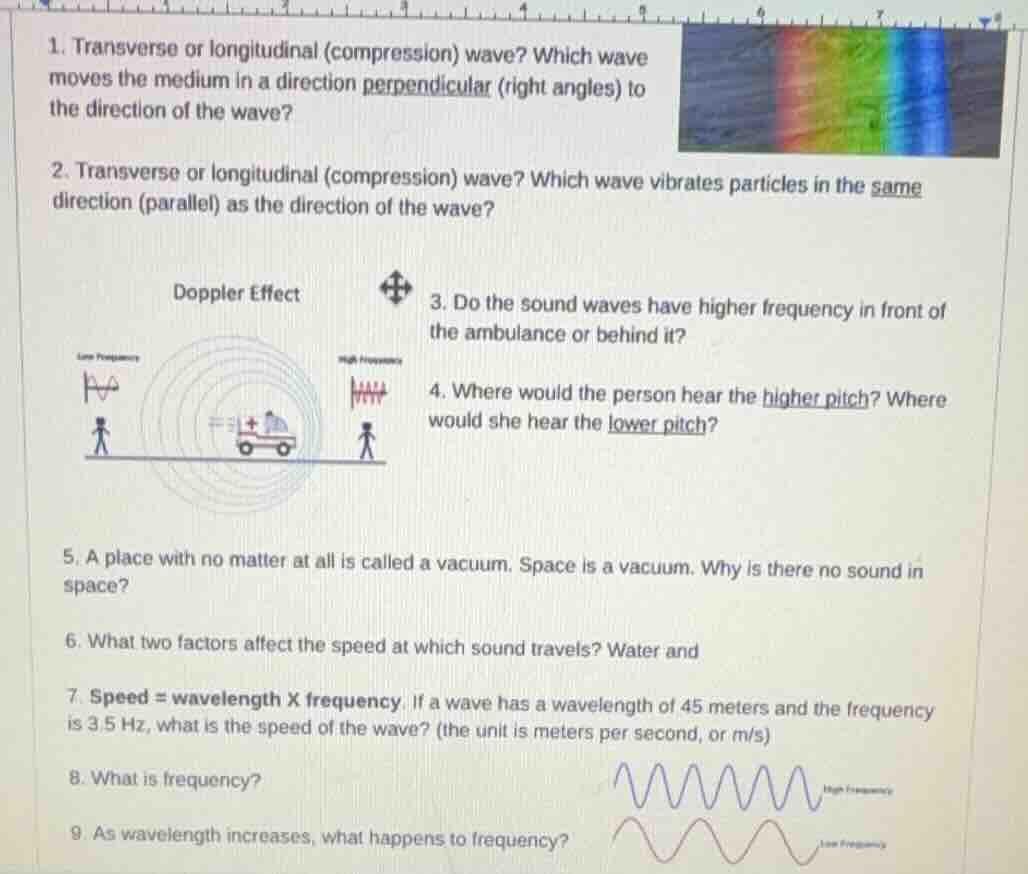 1. transverse or longitudinal (compression) wave? which wave moves the …