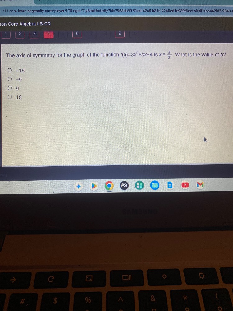 the axis of symmetry for the graph of the function $f(x)=3x^2+bx+4$ is …