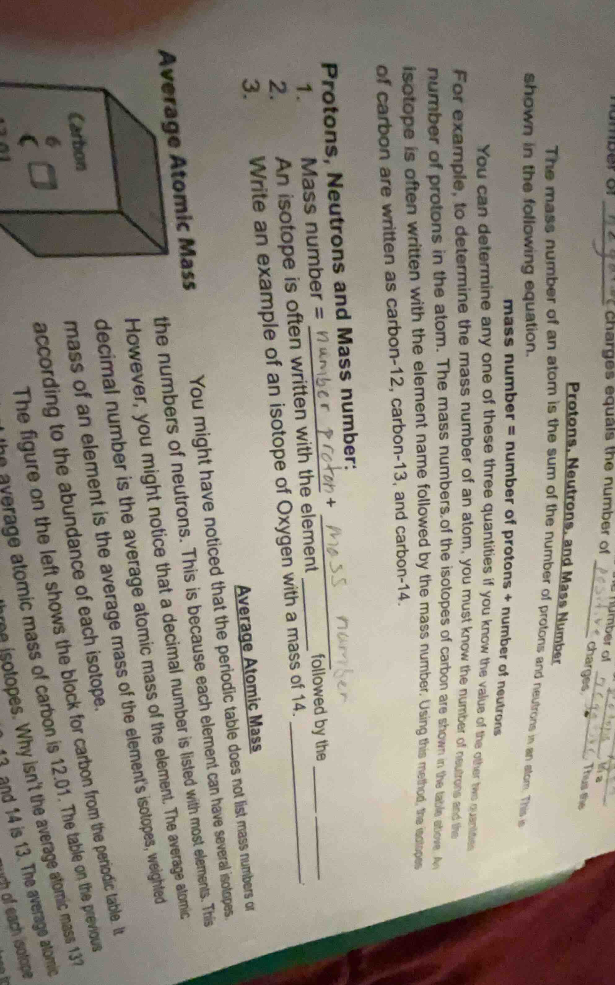 protons, neutrons and mass number: 1. mass number = number proton + mas…