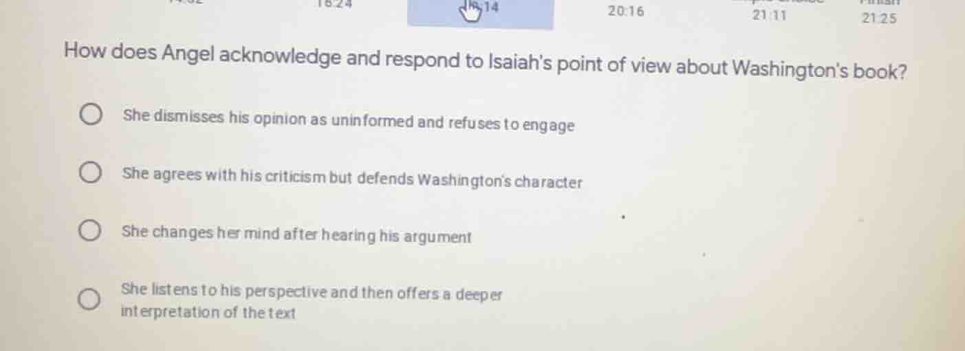 how does angel acknowledge and respond to isaiahs point of view about w…