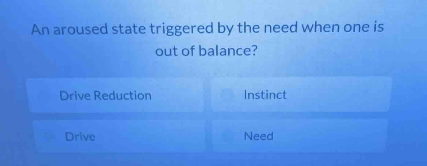 an aroused state triggered by the need when one is out of balance? driv…