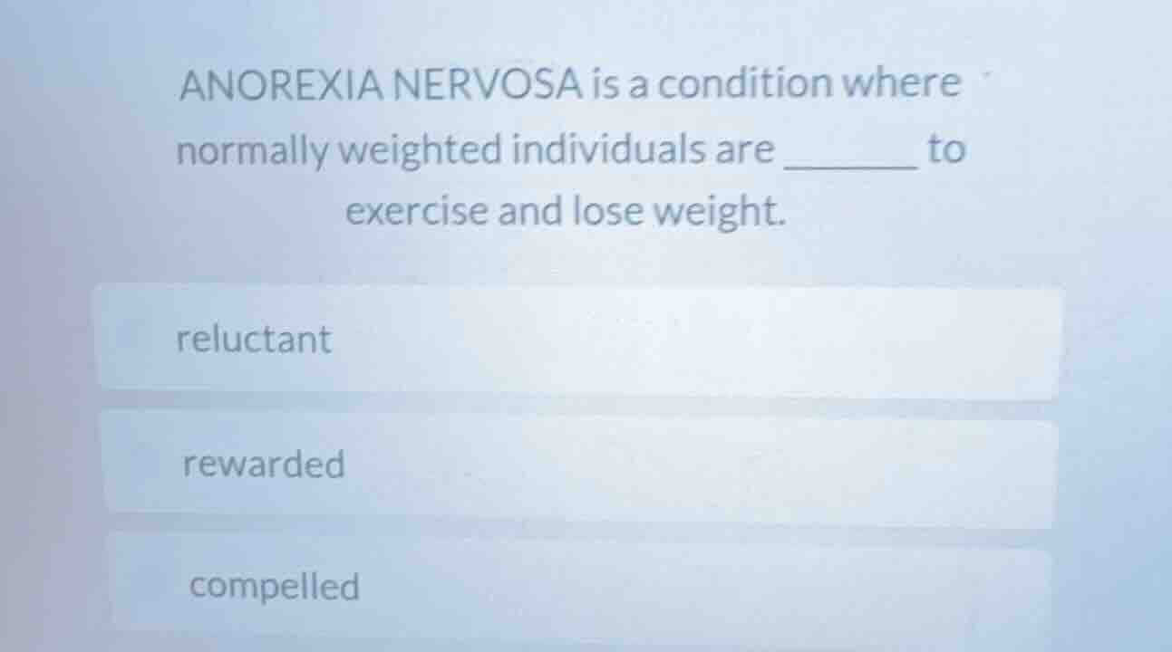 anorexia nervosa is a condition where normally weighted individuals are…