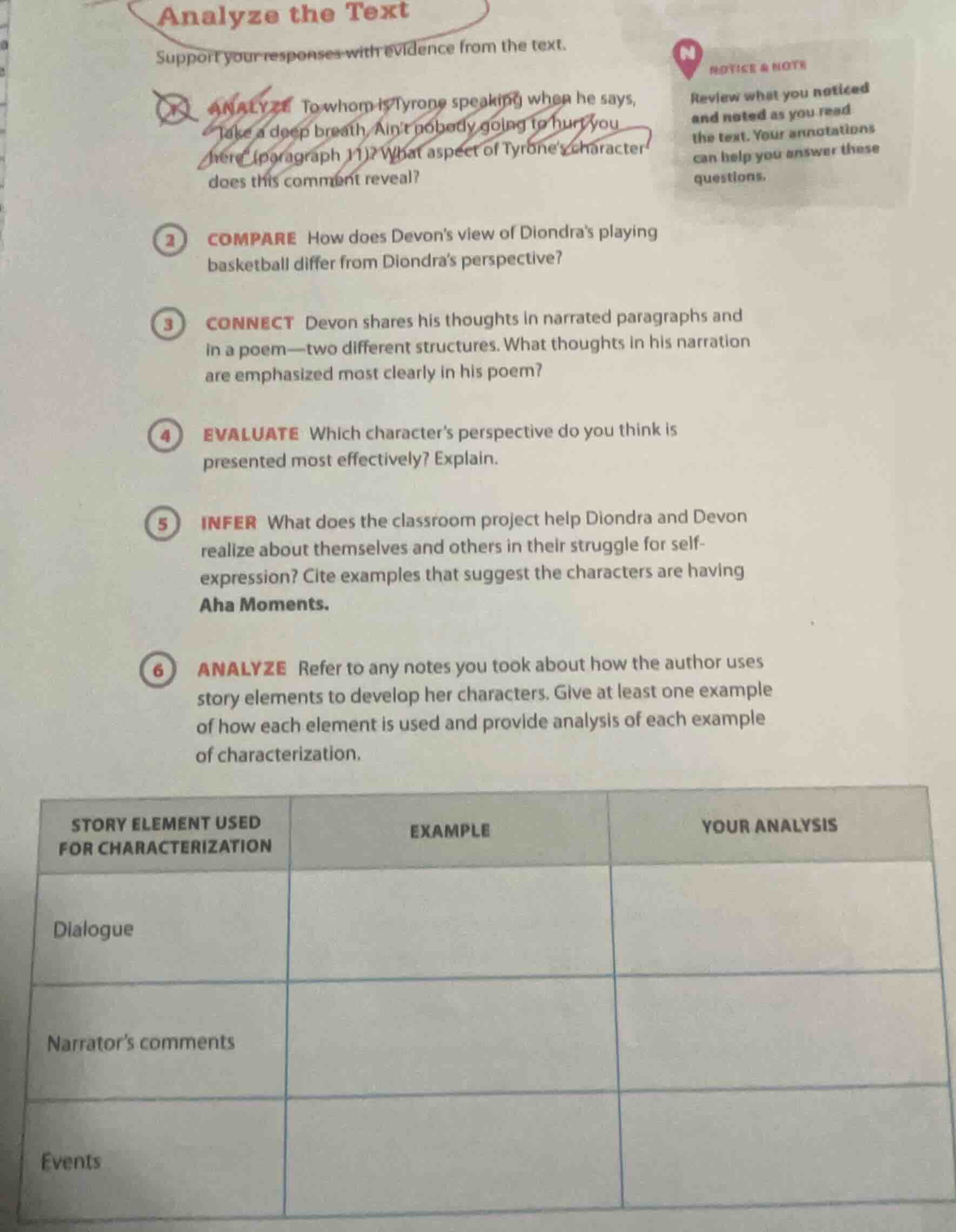 analyze the text support your responses with evidence from the text. an…