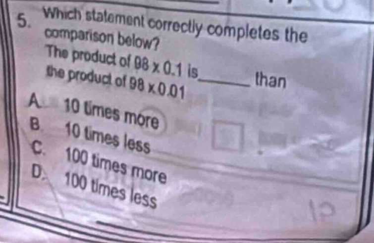 5. which statement correctly completes the comparison below? the produc…