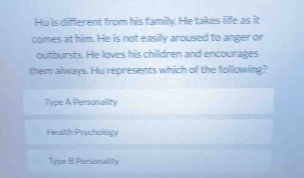 hu is different from his family. he takes life as it comes at him. he i…