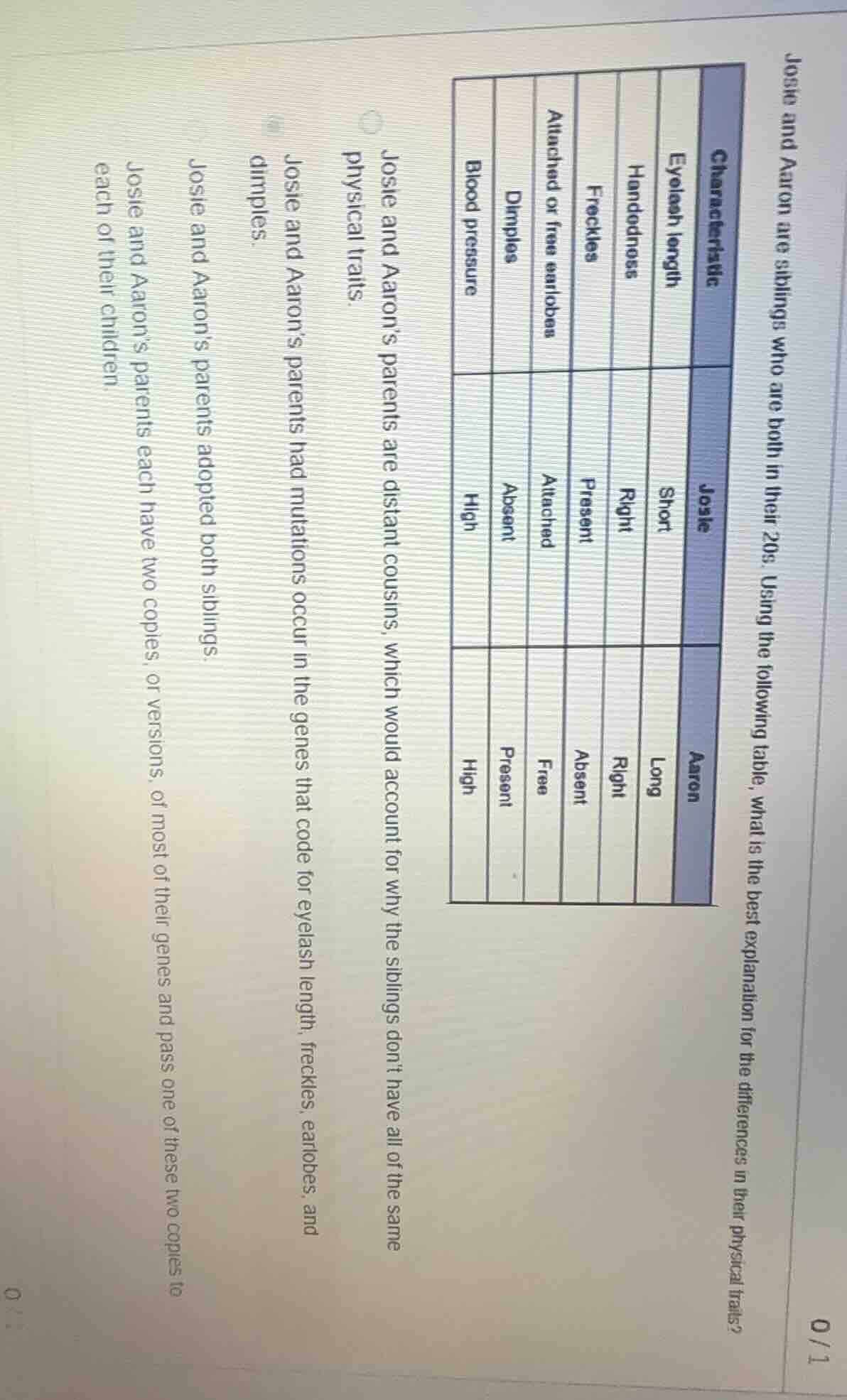 josie and aaron are siblings who are both in their 20s. using the follo…