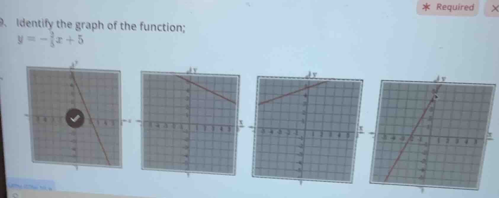 identify the graph of the function; y = -\\frac{2}{3}x + 5