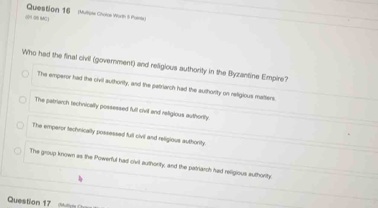 question 16 (multiple choice worth 5 points) (01.08 mc) who had the fin…