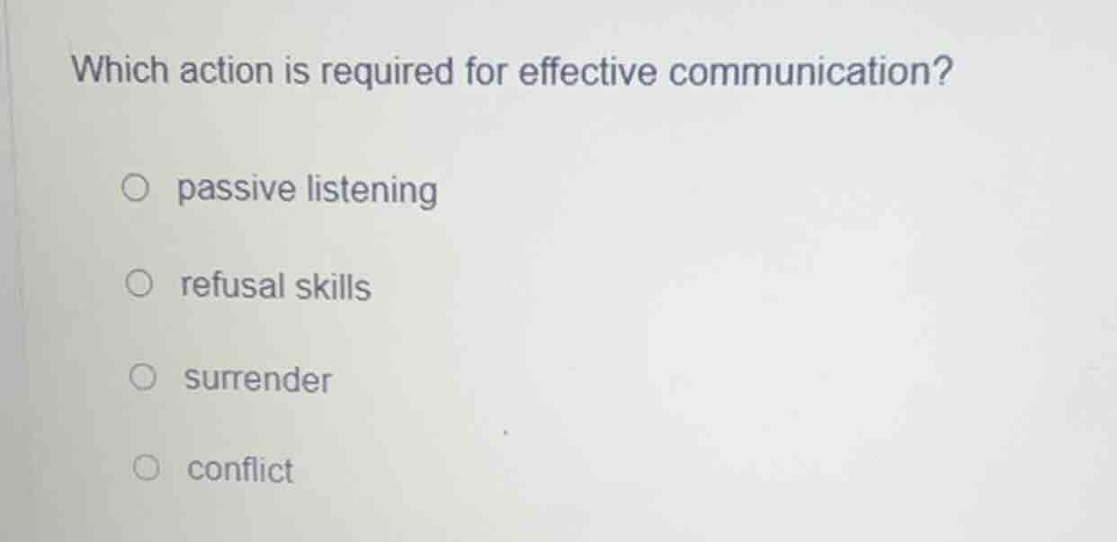 which action is required for effective communication? passive listening…