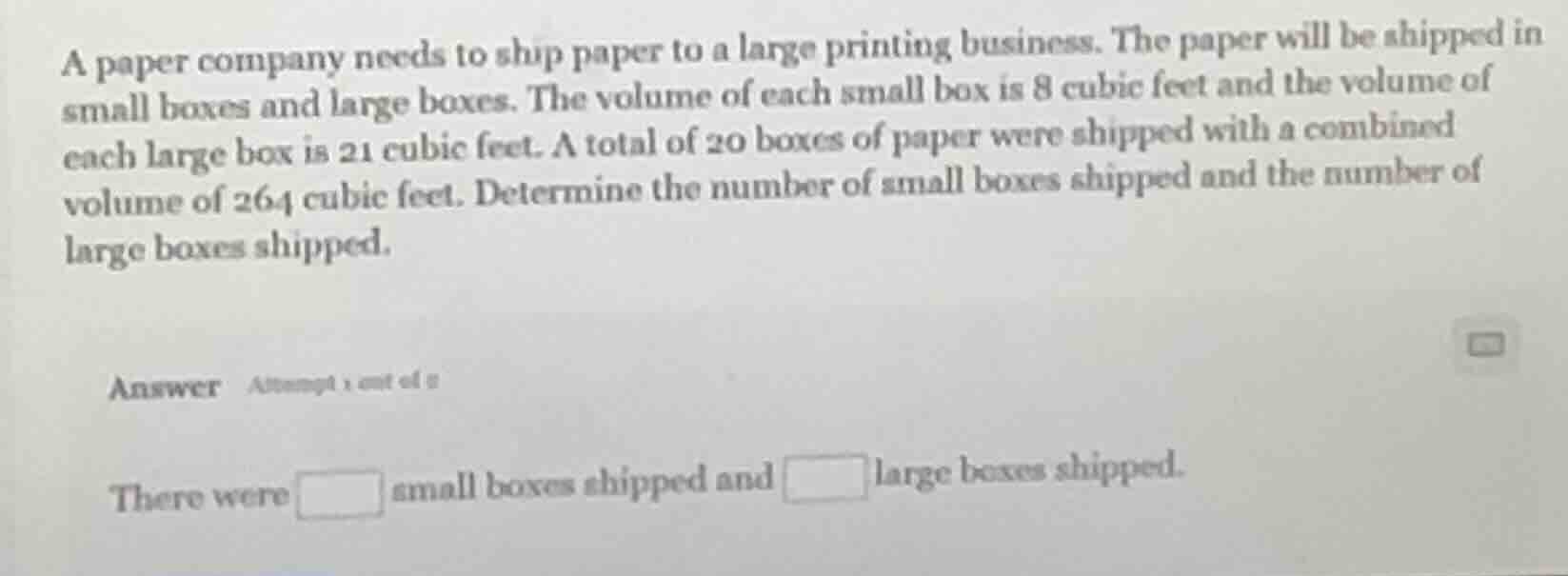 a paper company needs to ship paper to a large printing business. the p…