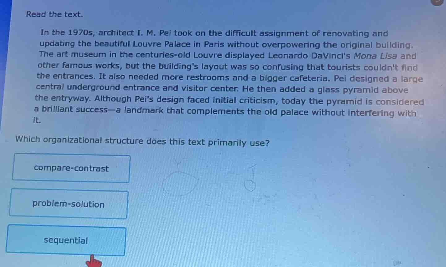 read the text. in the 1970s, architect i. m. pei took on the difficult …