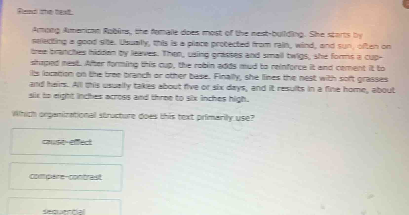 read the text. among american robins, the female does most of the nest …