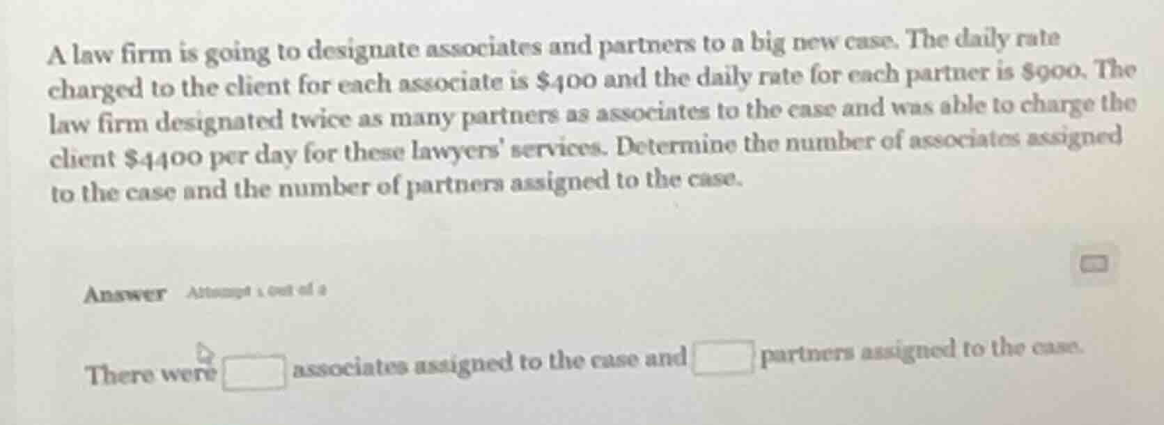a law firm is going to designate associates and partners to a big new c…