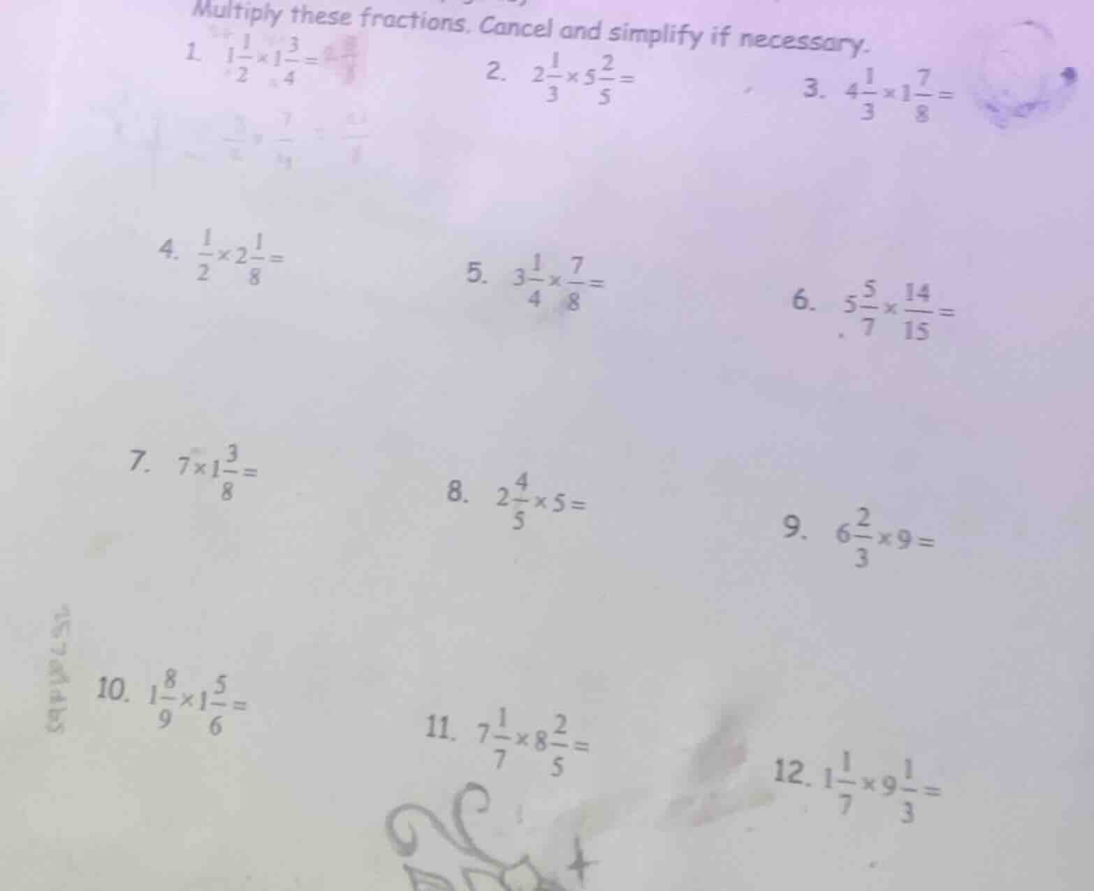 multiply these fractions. cancel and simplify if necessary. 1. $1\\frac…