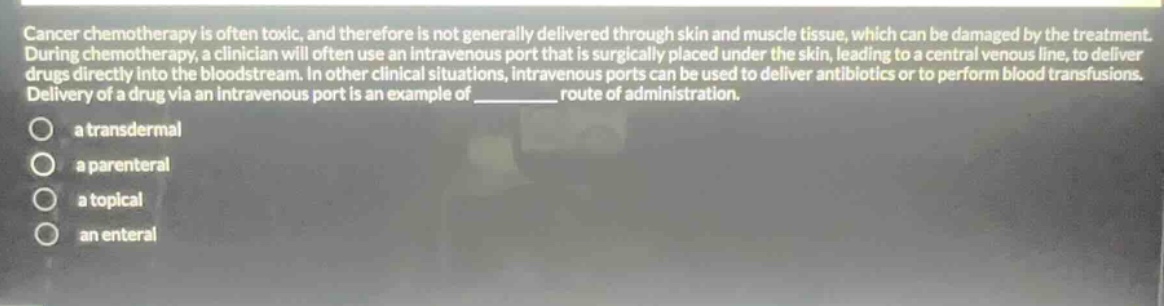 cancer chemotherapy is often toxic, and therefore is not generally deli…