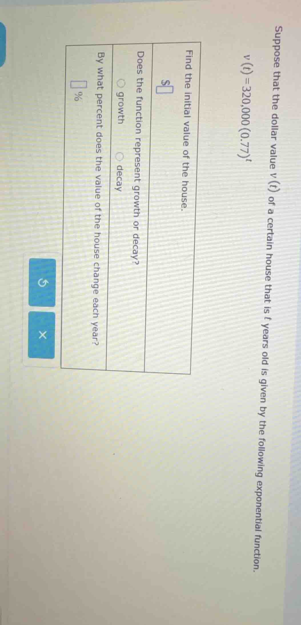 suppose that the dollar value ( v(t) ) of a certain house that is ( t )…
