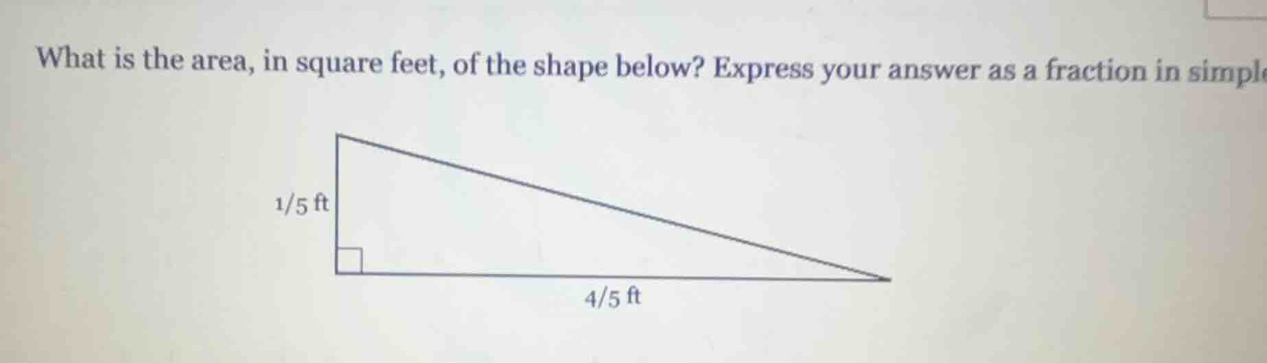 what is the area, in square feet, of the shape below? express your answ…