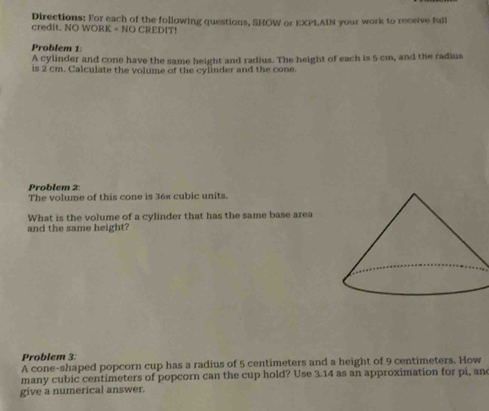 directions: for each of the following questions, show or explain your w…