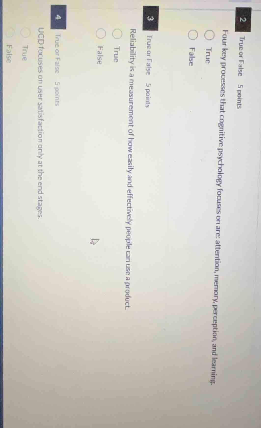 2 true or false 5 points four key processes that cognitive psychology f…
