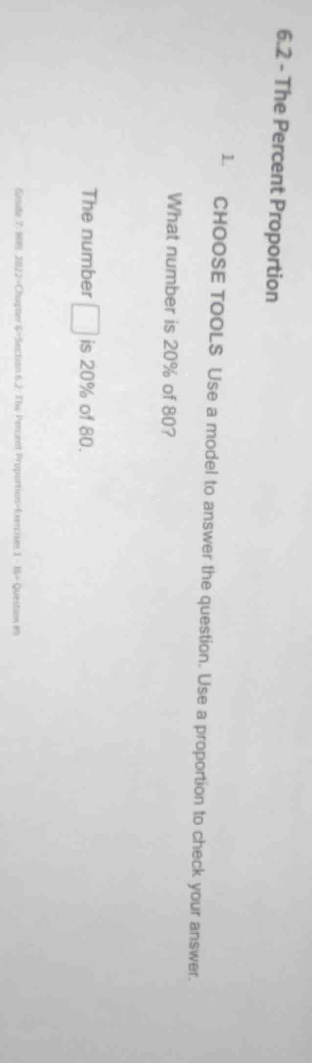 6.2 - the percent proportion 1. choose tools use a model to answer the …