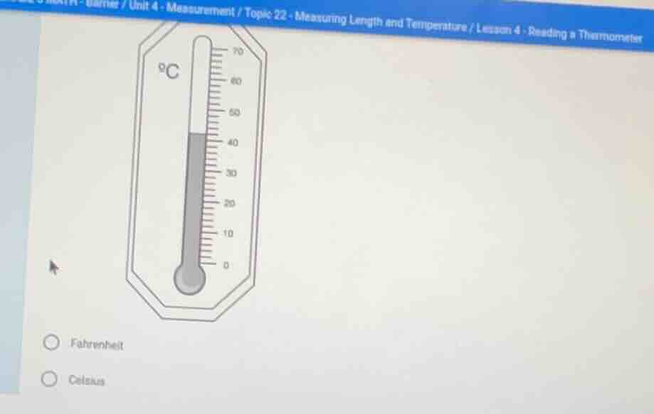 °c 70 60 50 40 30 20 10 0 ○ fahrenheit ○ celsius