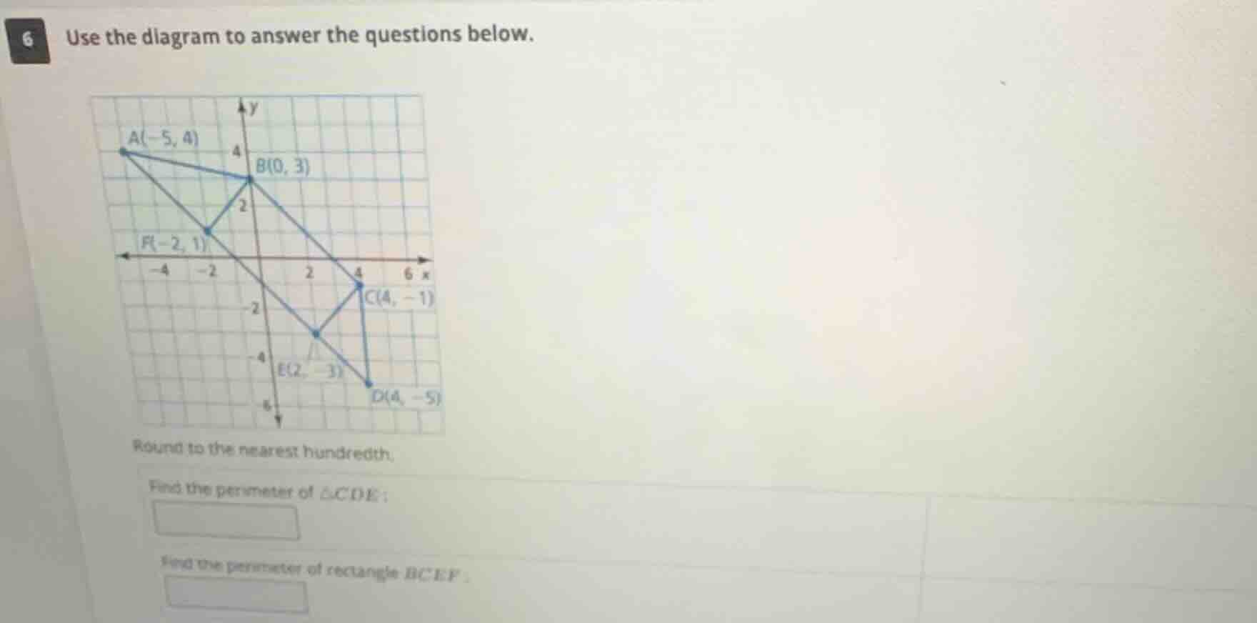 6 use the diagram to answer the questions below. round to the nearest h…