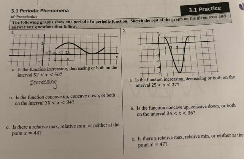 3.1 periodic phenomena ap precalculus 3.1 practice the following graphs…
