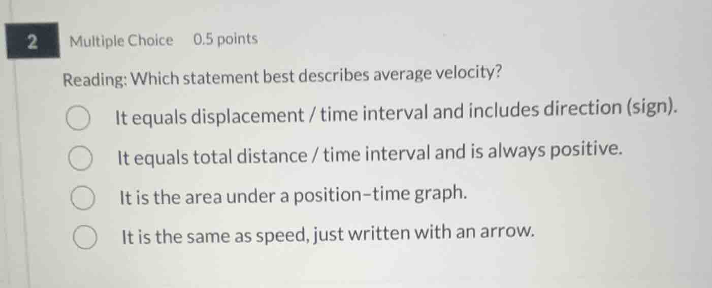 2 multiple choice 0.5 points reading: which statement best describes av…