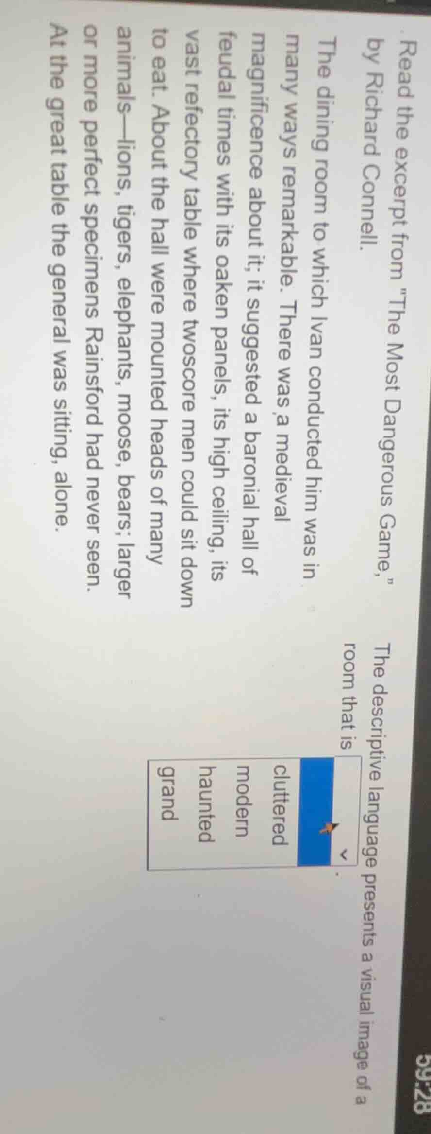 read the excerpt from \the most dangerous game,\ by richard connell. th…