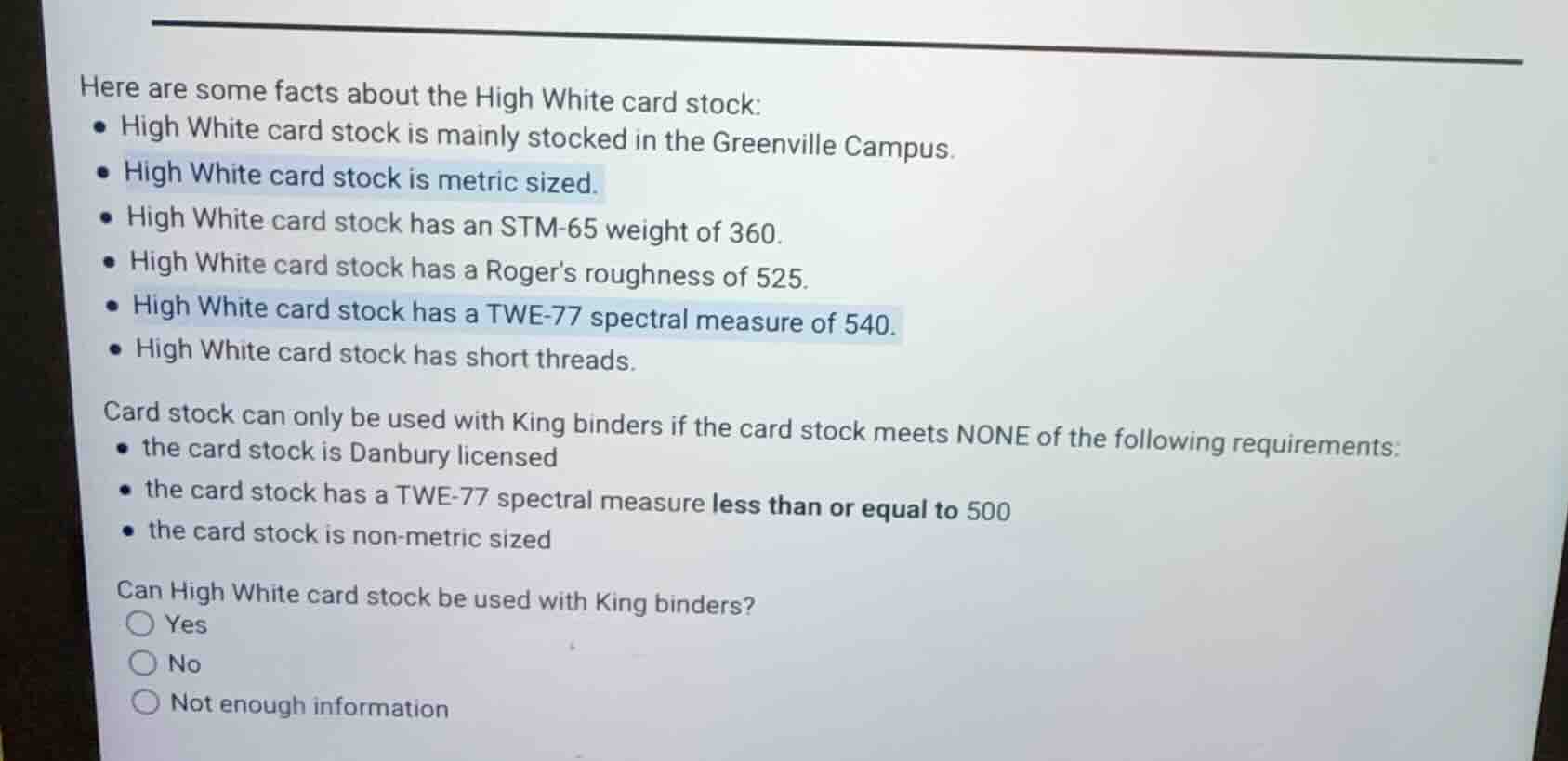 here are some facts about the high white card stock: - high white card …