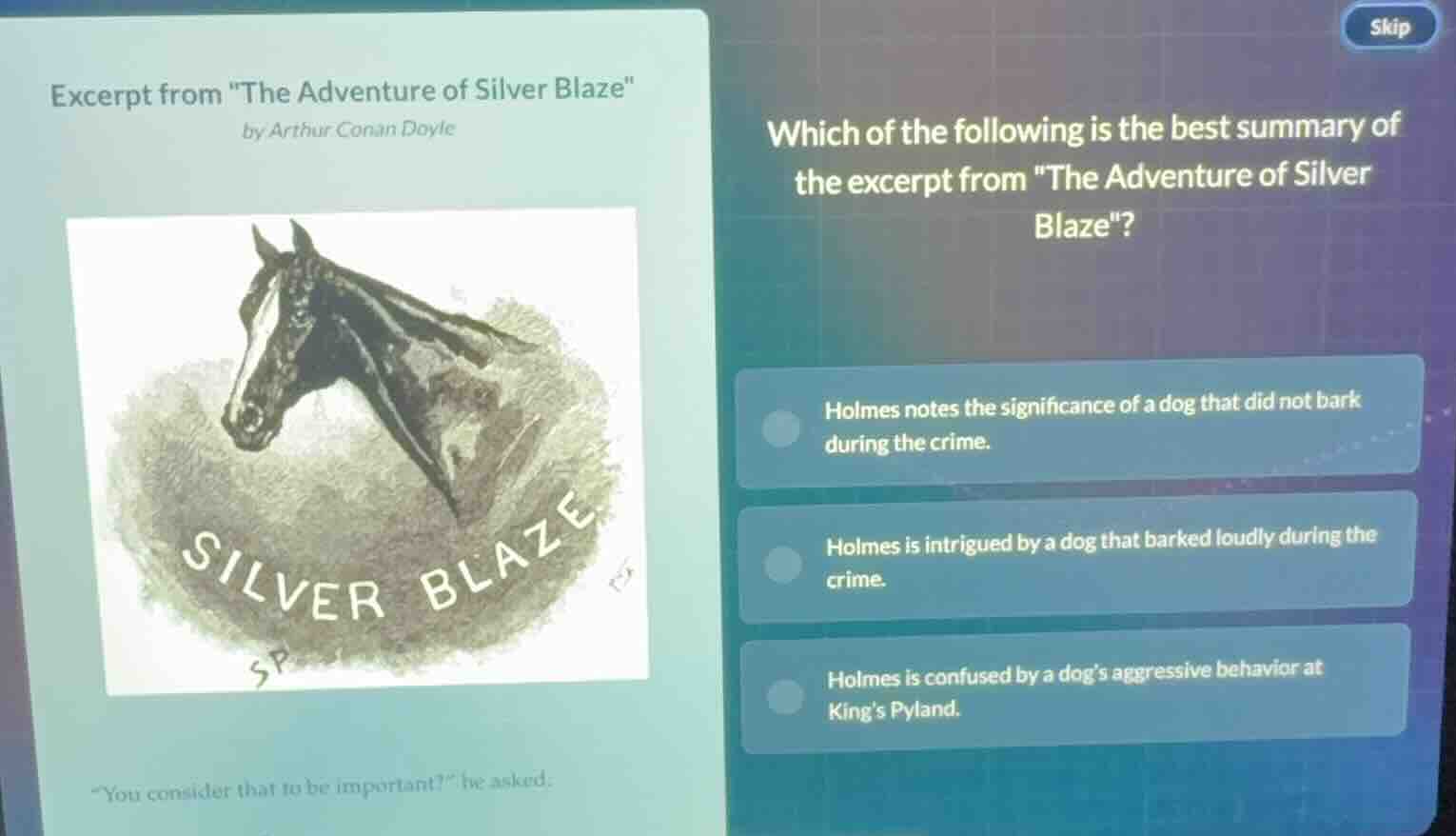 excerpt from \the adventure of silver blaze\ by arthur conan doyle \you…