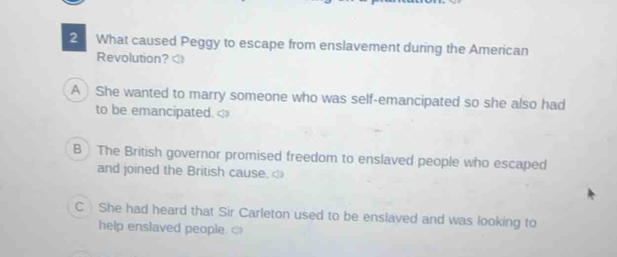 2 what caused peggy to escape from enslavement during the american revo…