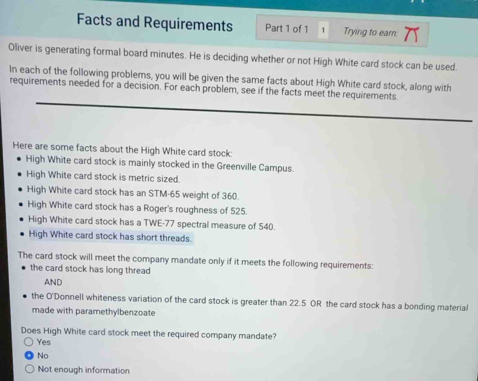 facts and requirements part 1 of 1 1 trying to earn: oliver is generati…