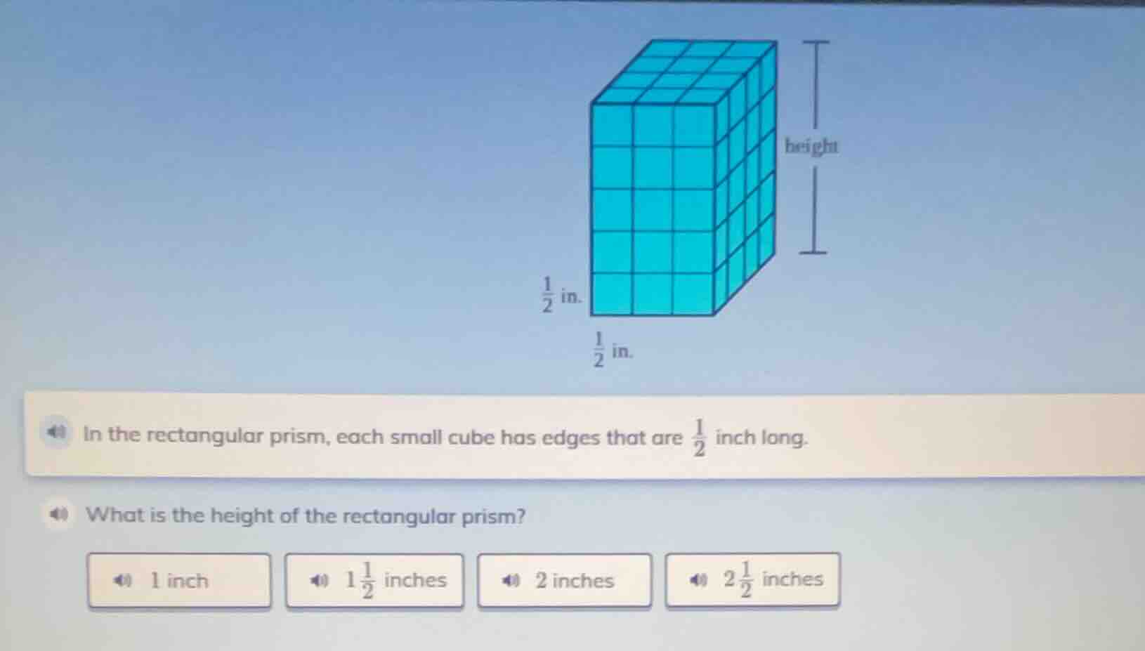 in the rectangular prism, each small cube has edges that are \\(\\frac{…