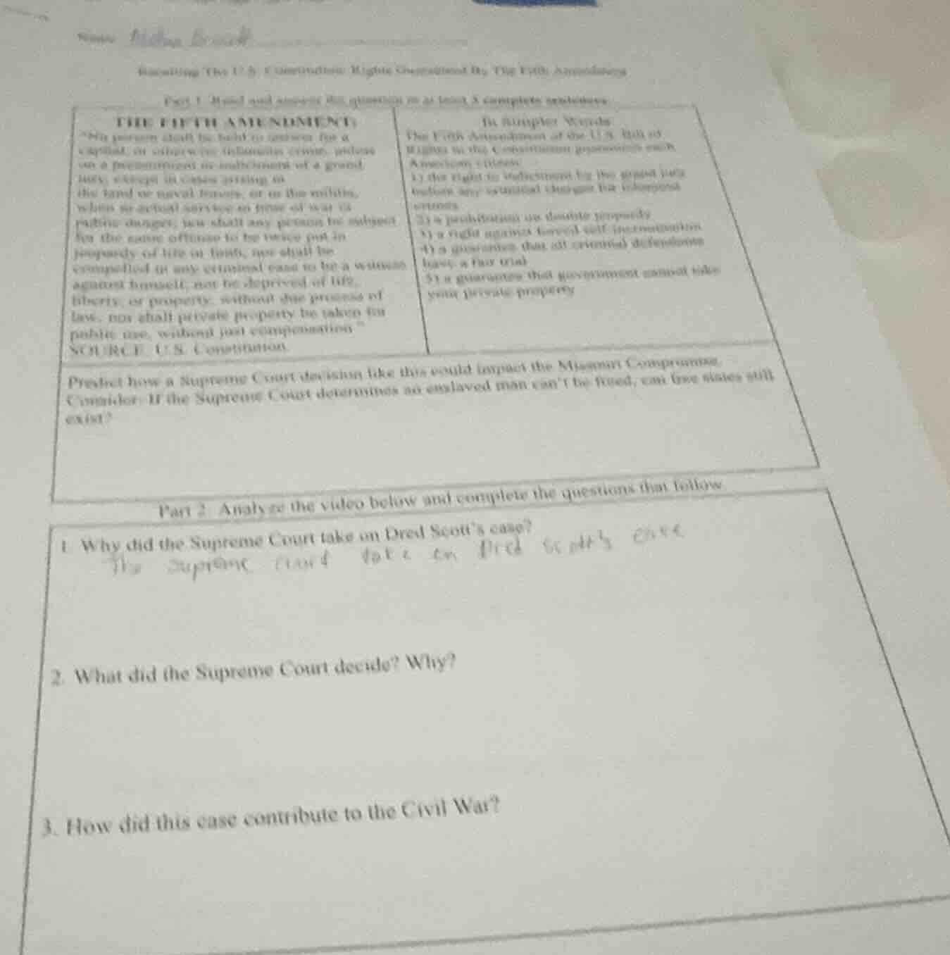 recalling the u.s constitution: rights guaranteed by the fifth amendmen…