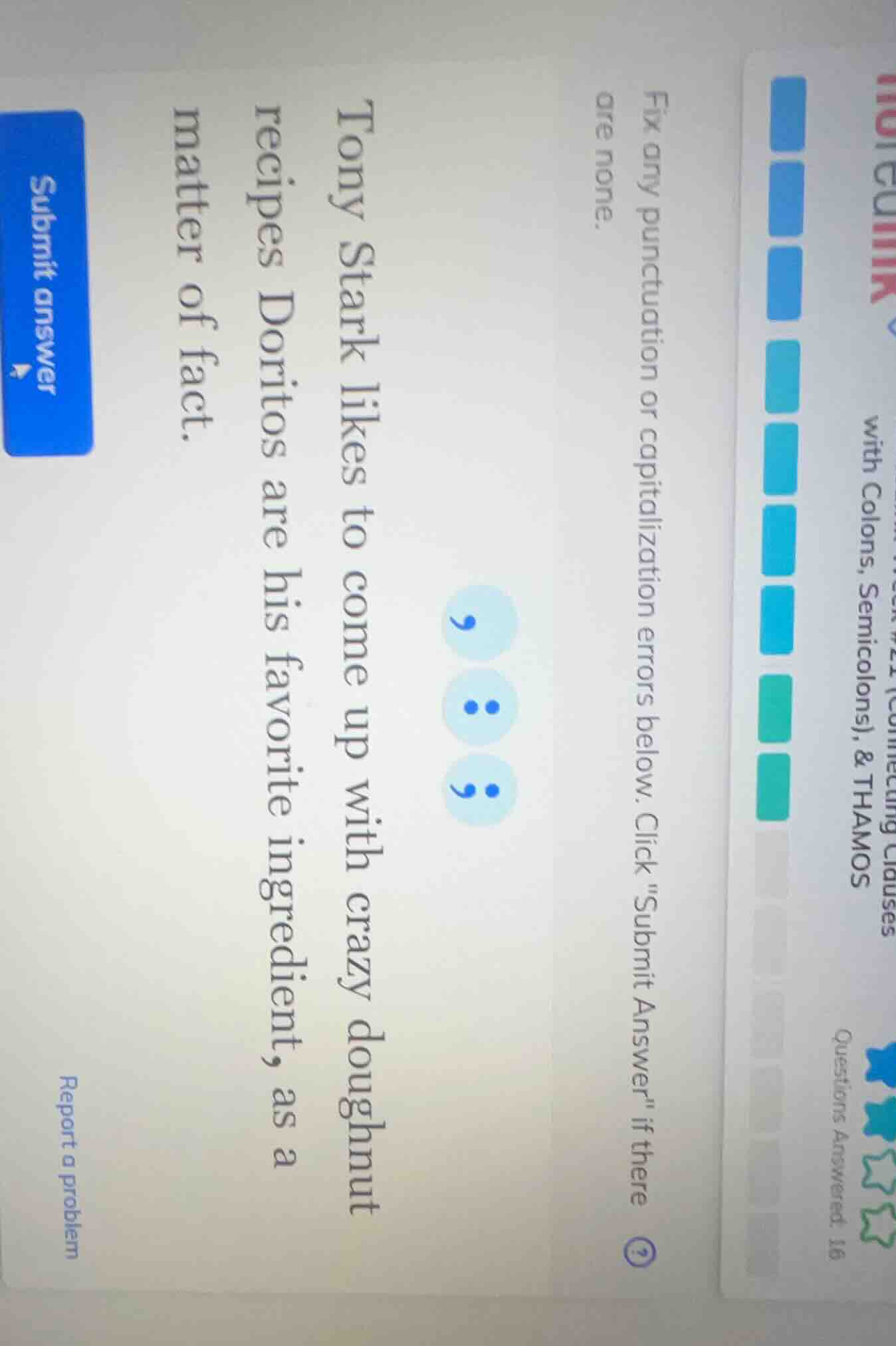 fix any punctuation or capitalization errors below. click \submit answe…