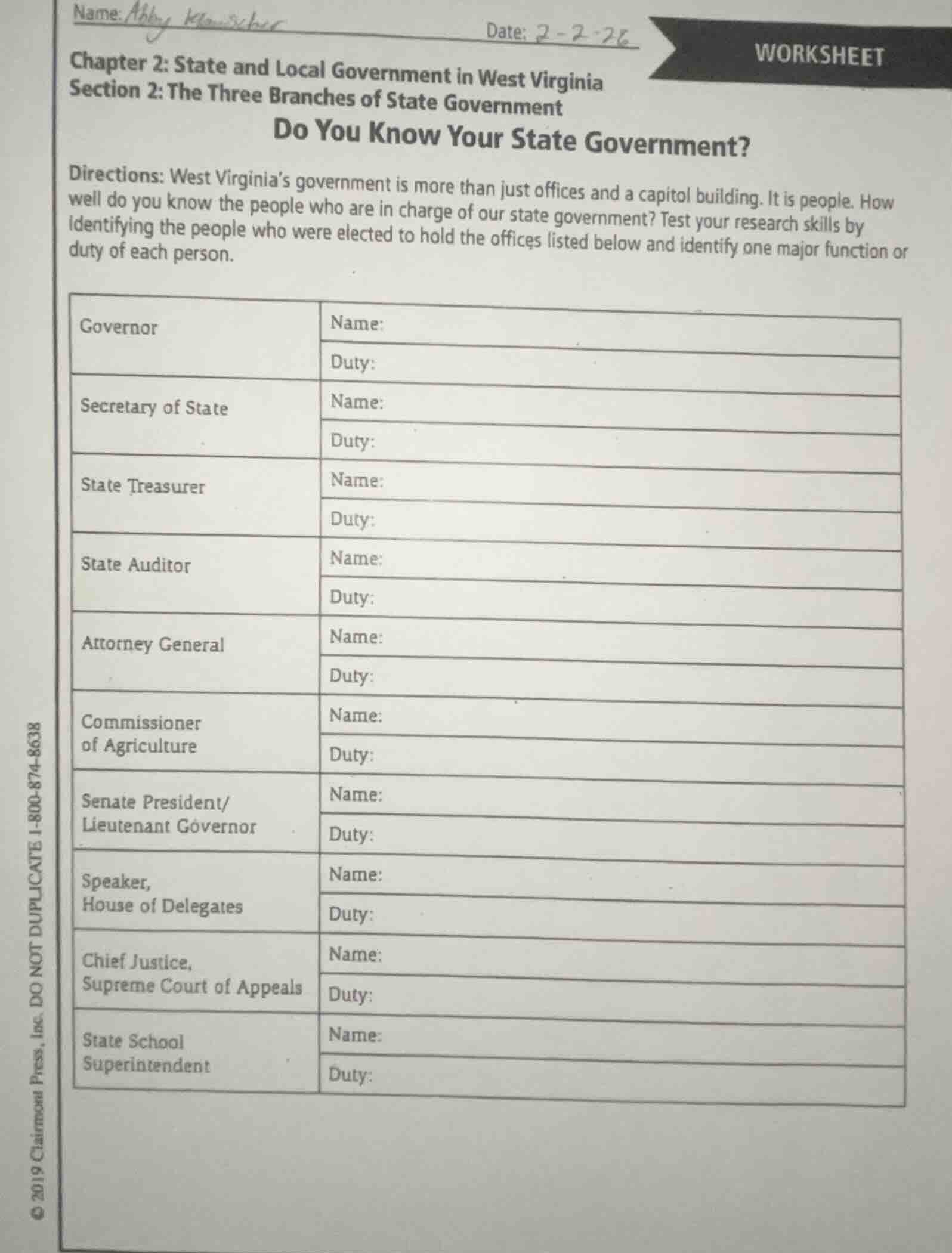 name: abby signature date: 2 - 2 - 26 worksheet chapter 2: state and lo…