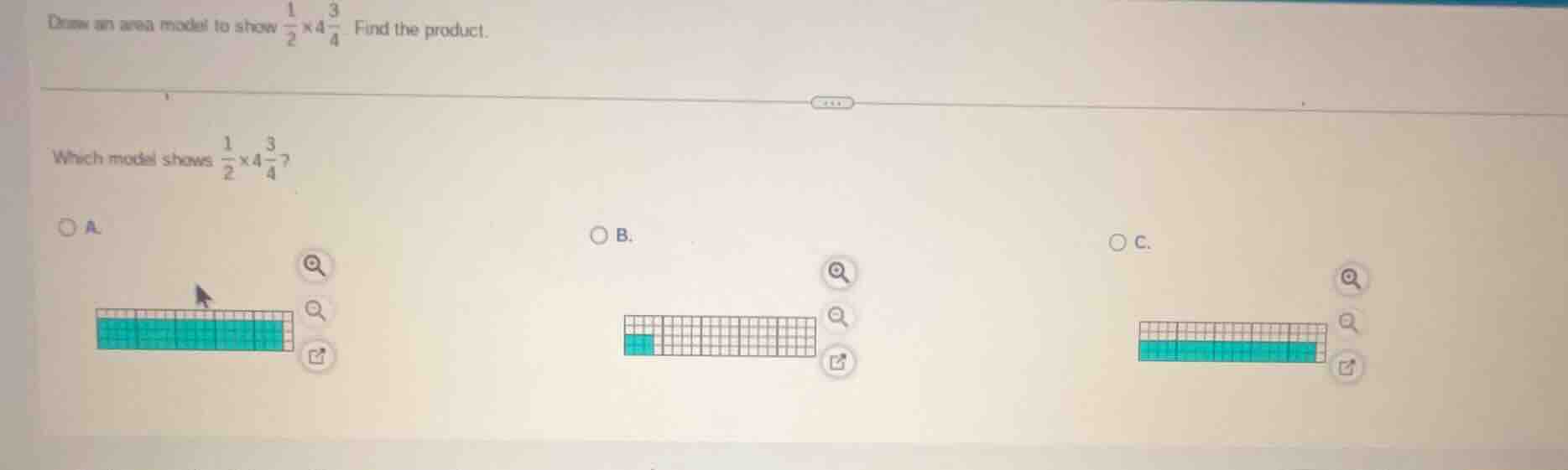 draw an area model to show $\frac{1}{2} \times 4\frac{3}{4}$. find the …