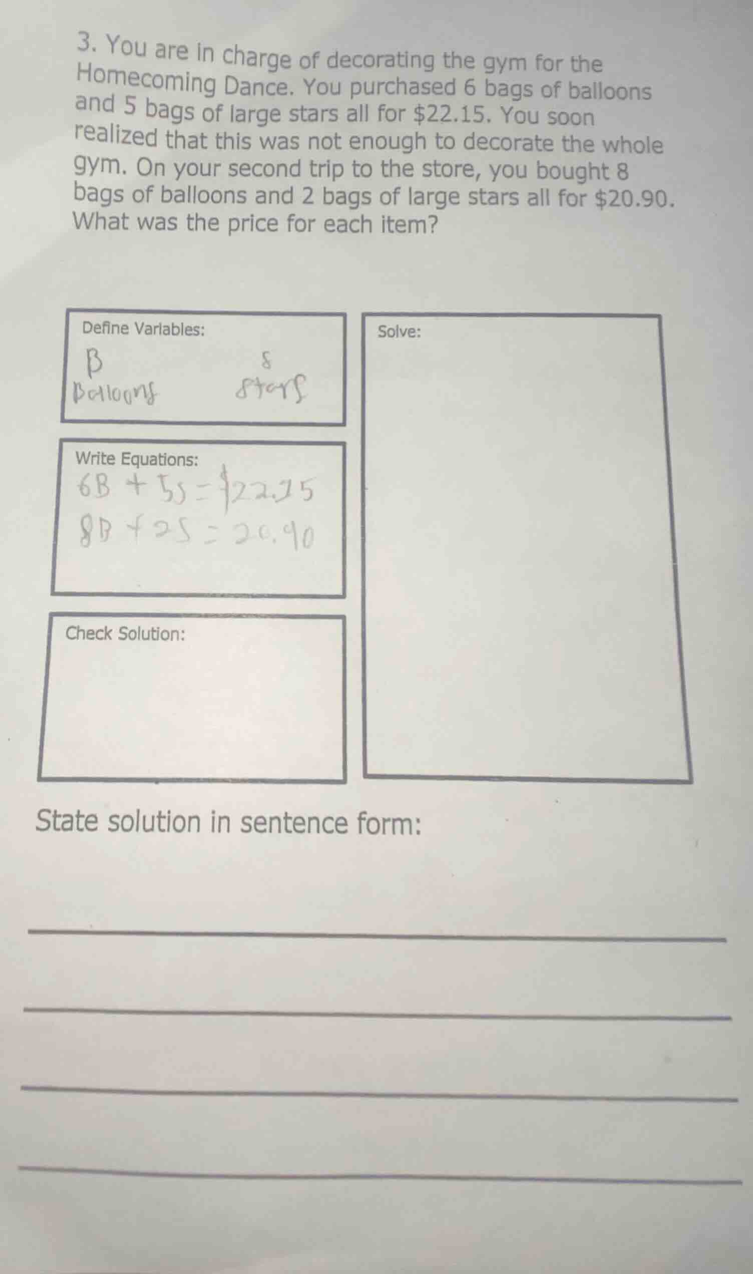 3. you are in charge of decorating the gym for the homecoming dance. yo…