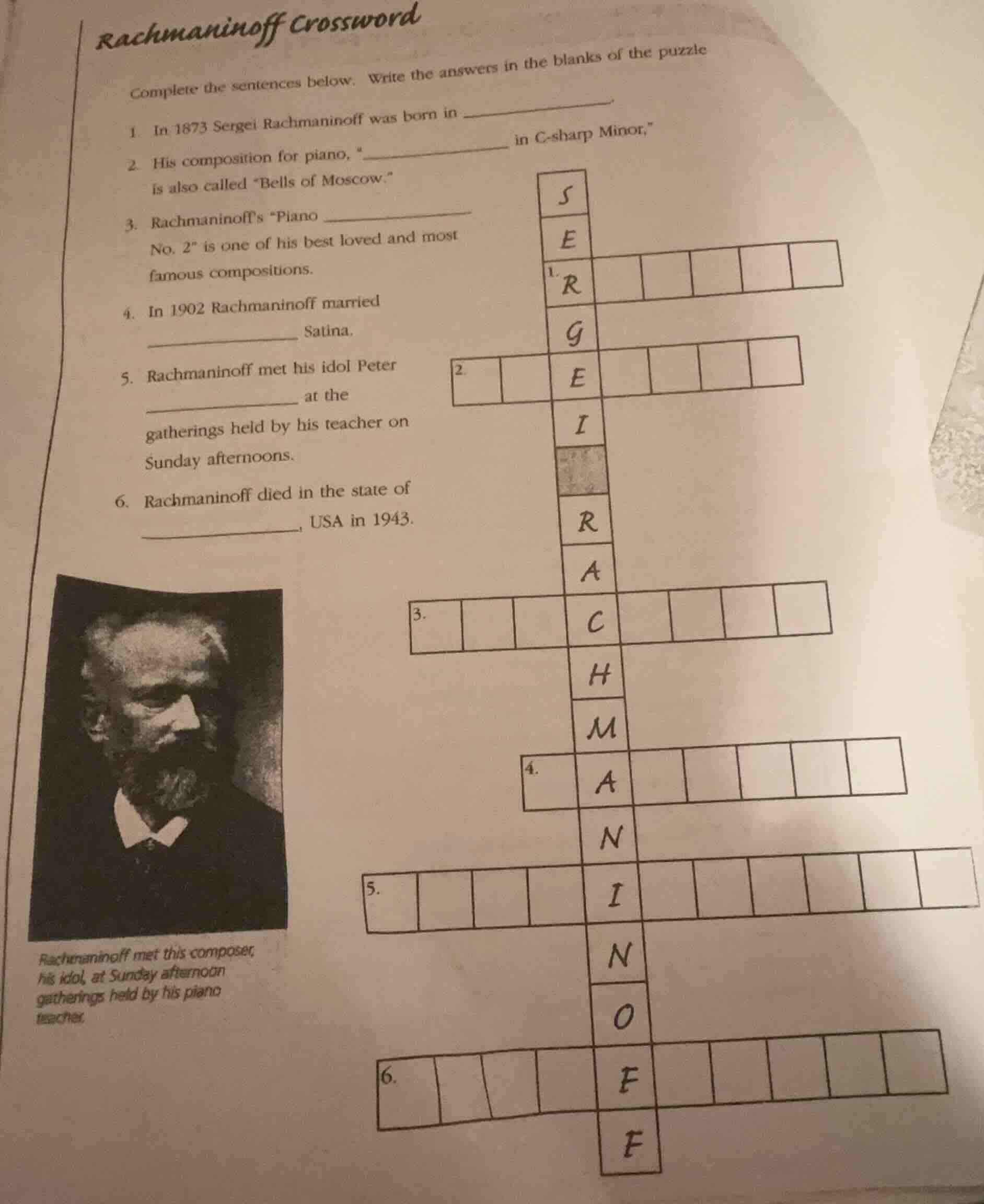 rachmaninoff crossword complete the sentences below. write the answers …