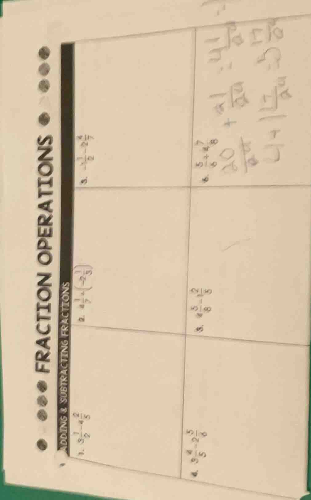 fraction operations adding & subtracting fractions 1. $8\\frac{1}{2}-4\…
