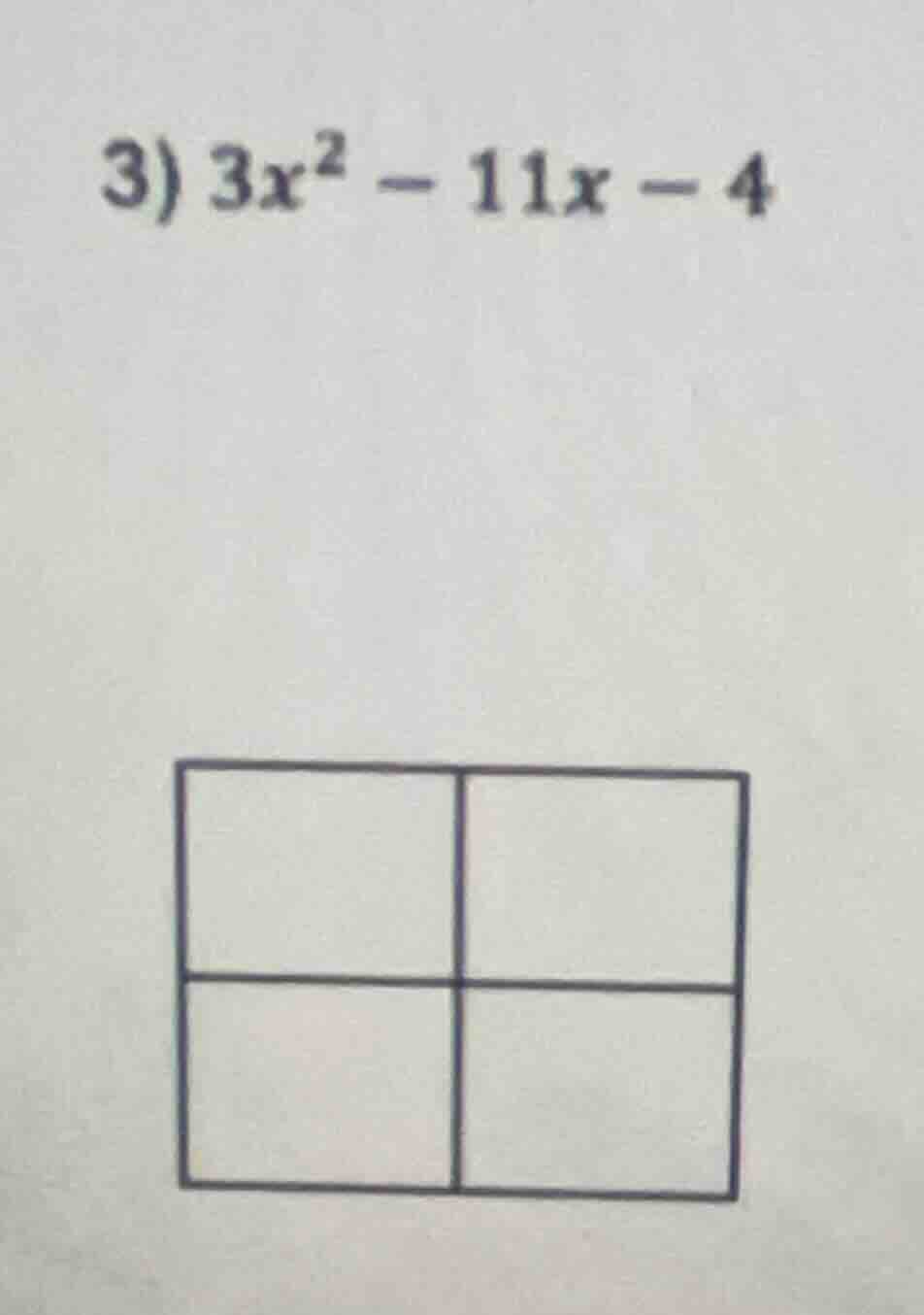 3) $3x^2 - 11x - 4$