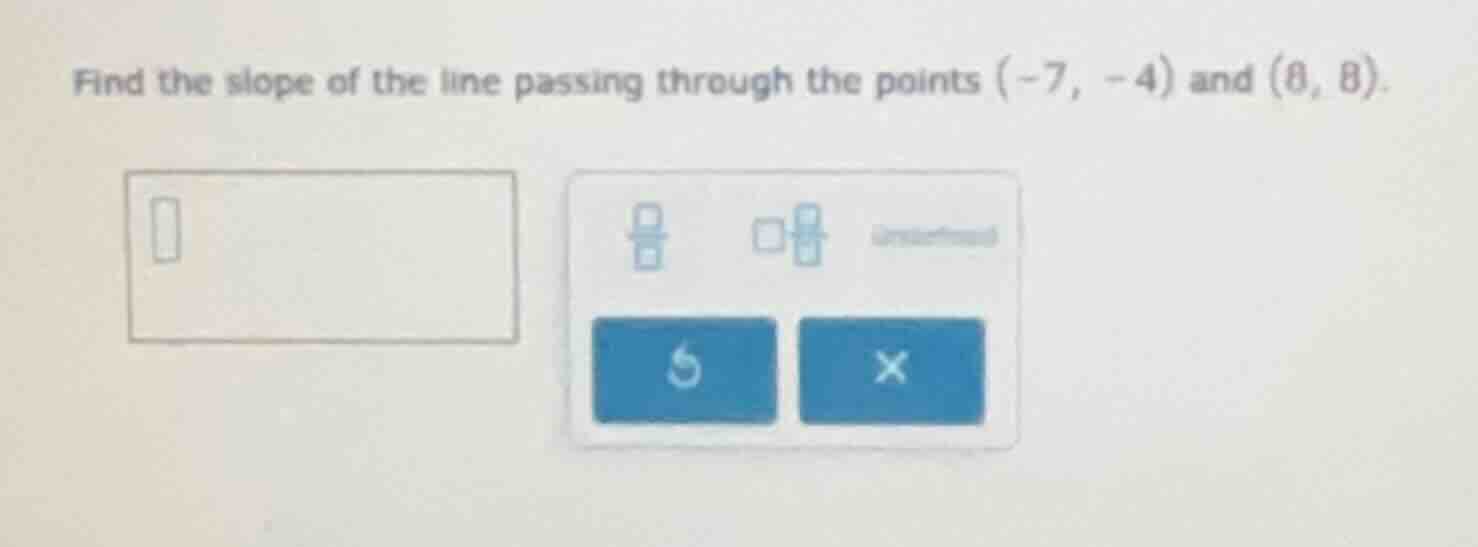 find the slope of the line passing through the points (-7, -4) and (0, …
