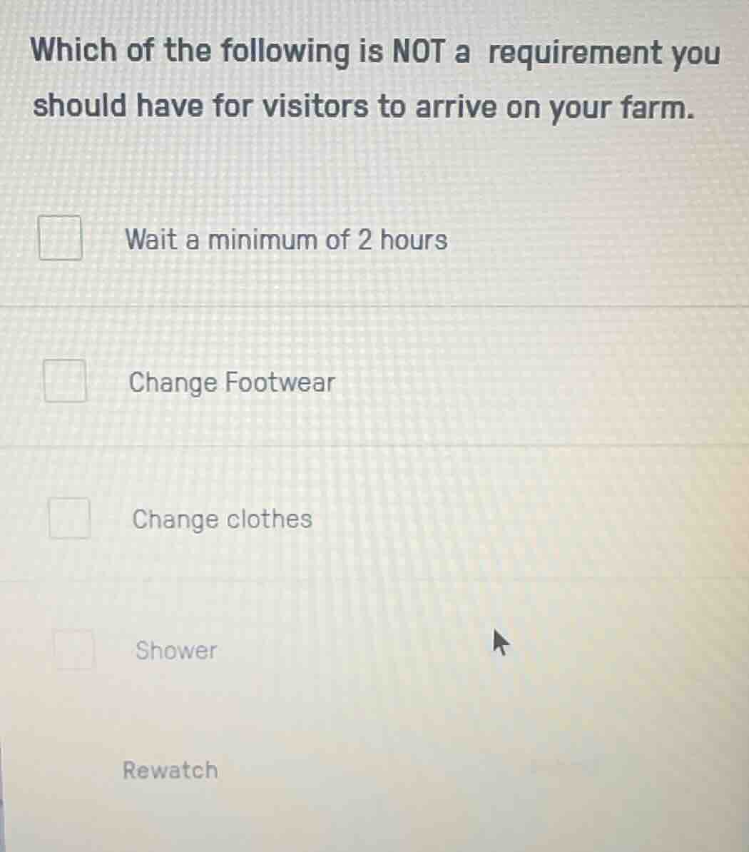 which of the following is not a requirement you should have for visitor…